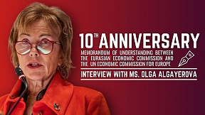 INTERVIEW with Olga Algayerova dedicated to the tenth anniversary of the signing of the Memorandum of Understanding between the Eurasian Economic Commission and the UNECE INTERVIEW with Olga Algayerova dedicated to the tenth anniversary of the signing of the Memorandum of Understanding between the Eurasian Economic Commission and the UNECE